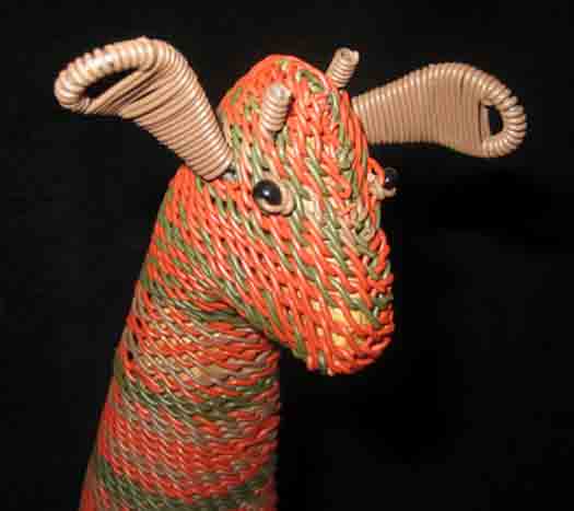 Handmade African Zulu Telephone Wire Basket   Giraffe   KWANZAA Gift 