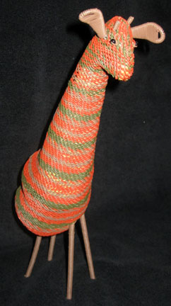 Handmade African Zulu Telephone Wire Basket   Giraffe   KWANZAA Gift 