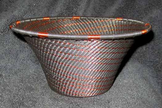 Black & Copper Swirl   Handmade African Zulu Telephone Wire Cone 