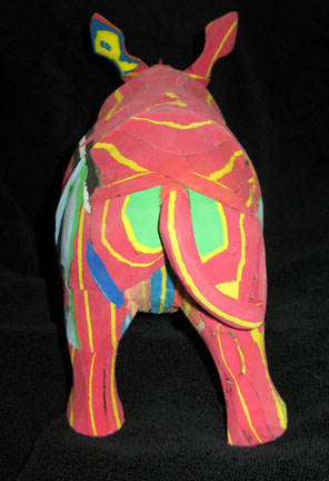 Handmade African Recycled Flip Flop Animal   Rhino LG  