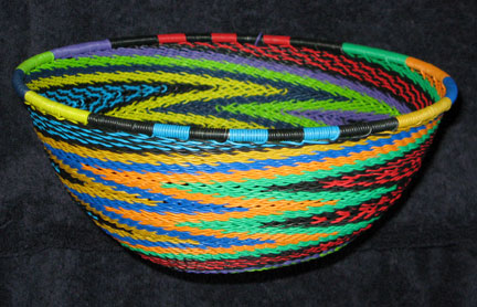 Fantasy Swirl African Zulu Telephone Wire Basket/Bowl 1  